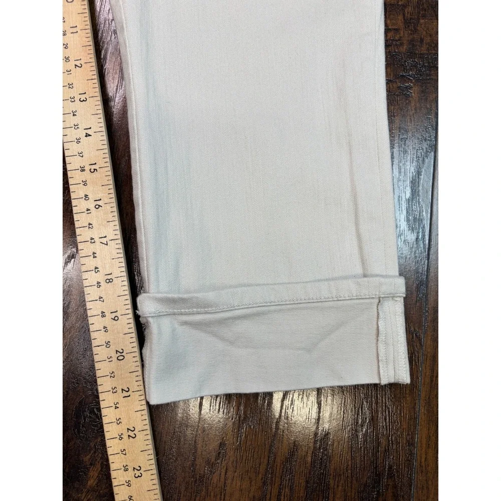 NYDJ Dayla Wide Cuff Capri Jeans‎ 14 Cream Mid-Rise Crop Stretch Womens